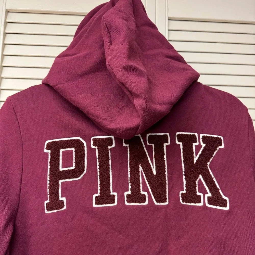 Victoria’s Secret PINK Zip Up Hoodie in Burgundy Medium - Picture 5 of 5